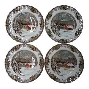 Johnson Brothers The Friendly Village The School House Set of 4 Dinner Plates